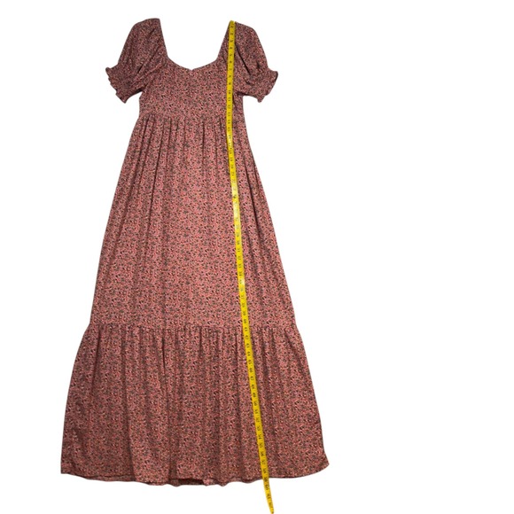PinkBlush Floral Maxi Dress M Puff Sleeve Sweetheart Tiered Milkmaid Soft Girl - Picture 11 of 13